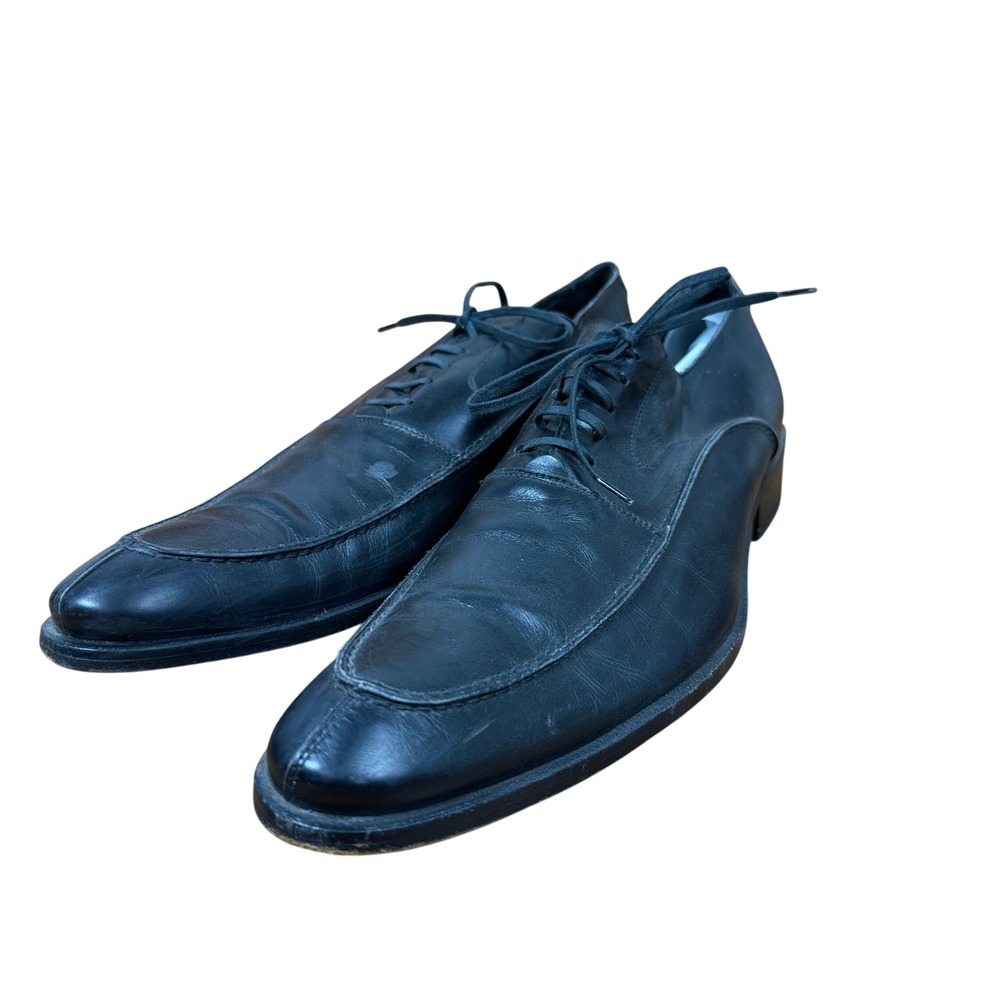To Boot New York Oxford Shoes Mens 10 Black Leather Apron Toe Lace Up Italy